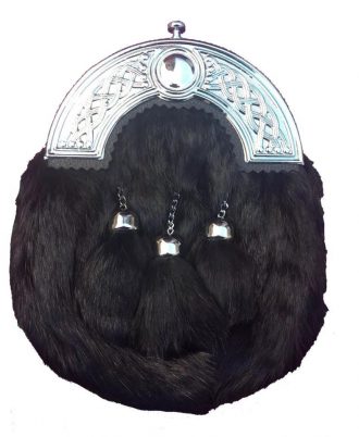 Chrome Head Black Rabbit Fur Sporran